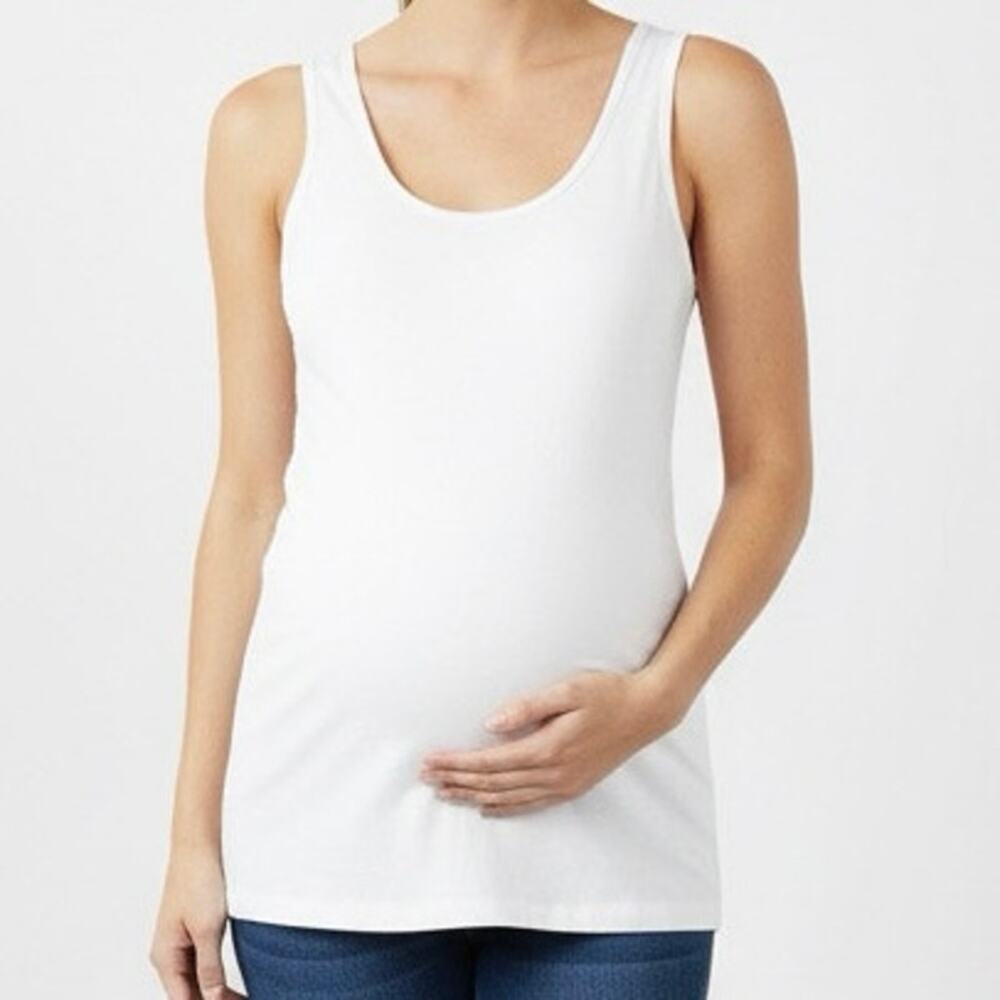 Liz Lange Maternity Target pregnant pregnancy ivory white‎ L tank top